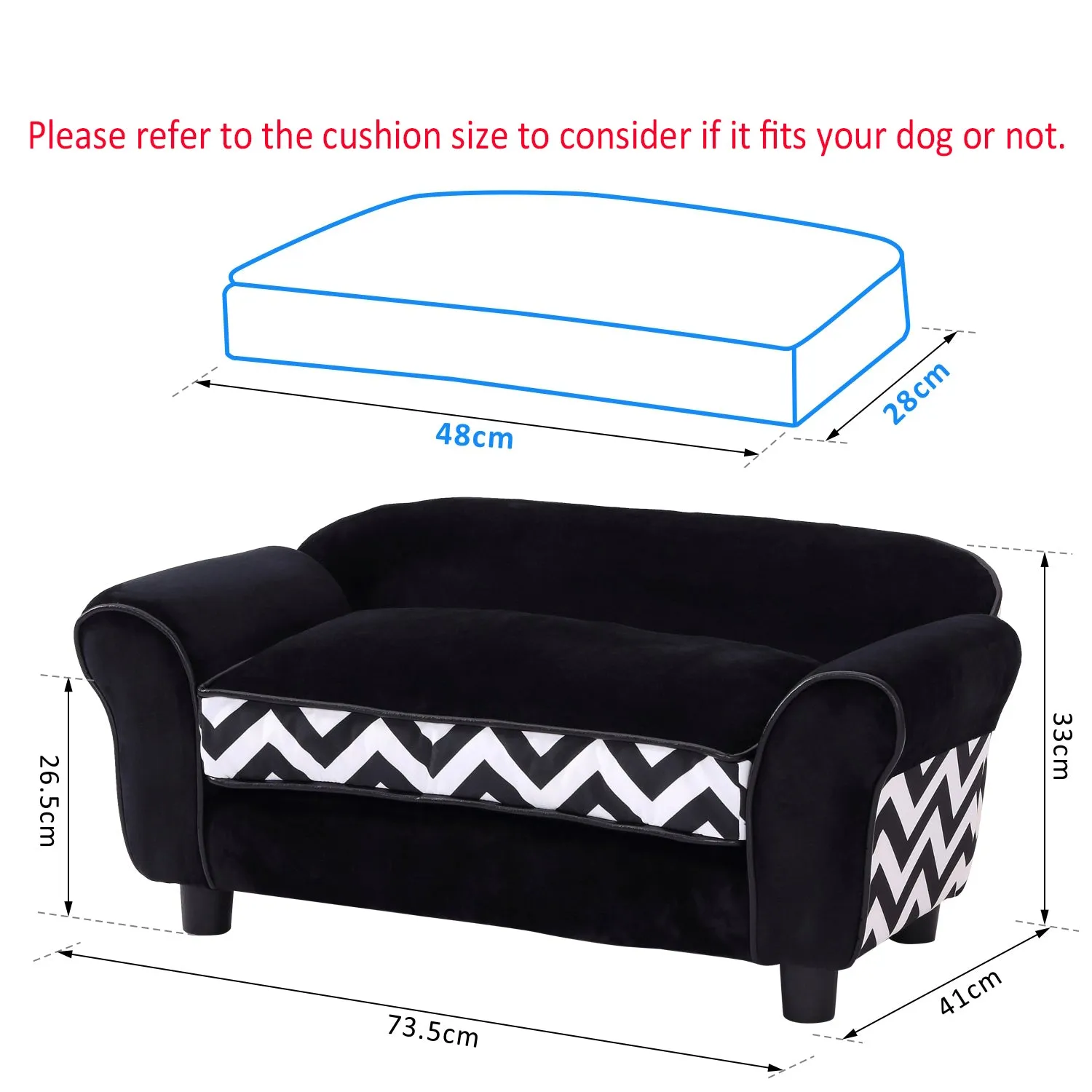 73.5Lx41Wx33H cm Pet Sofa-Black