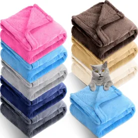 8 Pieces Pet Blanket Soft Fleece Warm Sleep Mat for Dogs Cats Reversible Washable Blanket Fluffy Cute pet Supplies for Small Medium Large puppy kitten, 19.7X 27.6 Inches, 8 Colors