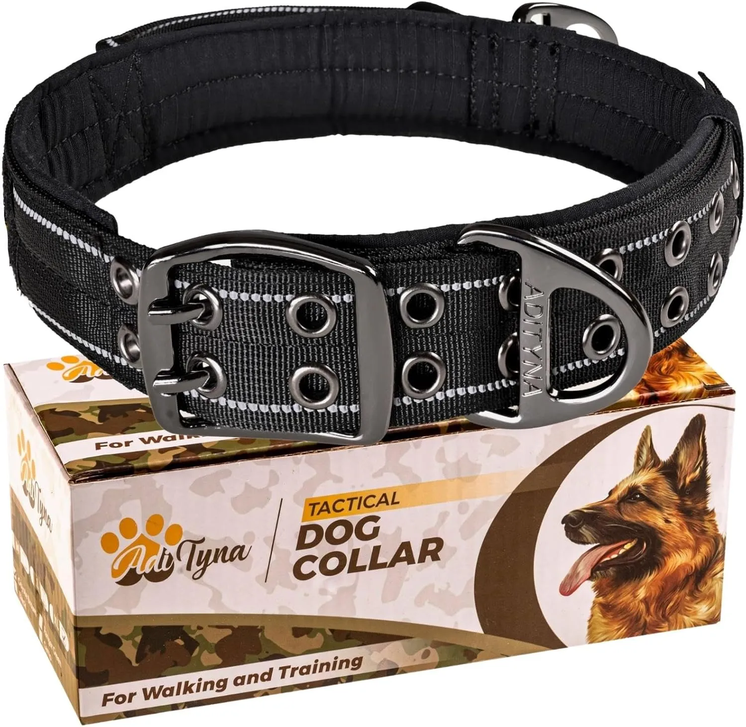 ADITYNA - Giant Dogs Collar - Adjustable XXL Collar 30 to 36 Inches - Designed Exclusively for Huge Dog Breeds Like Mastiff, Kangal, Saint Bernard - Heavy Duty Collar with Handle