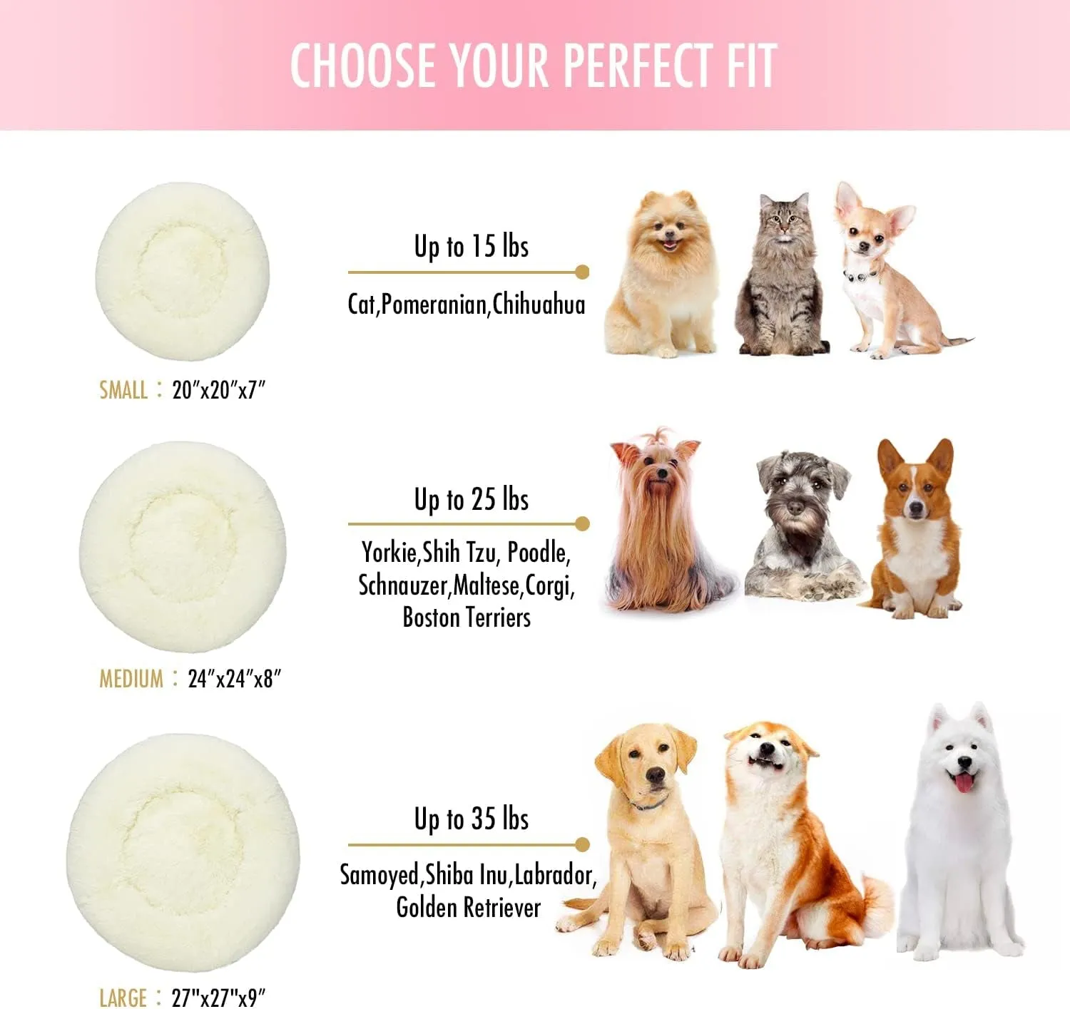 Anti Anxiety round Fluffy Dog & Cat Bed