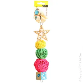 Avi One Bird Toy Rattan Star & Balls 27cm
