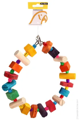 Avi One Parrot Toy Wooden Ring Acrylic Beads