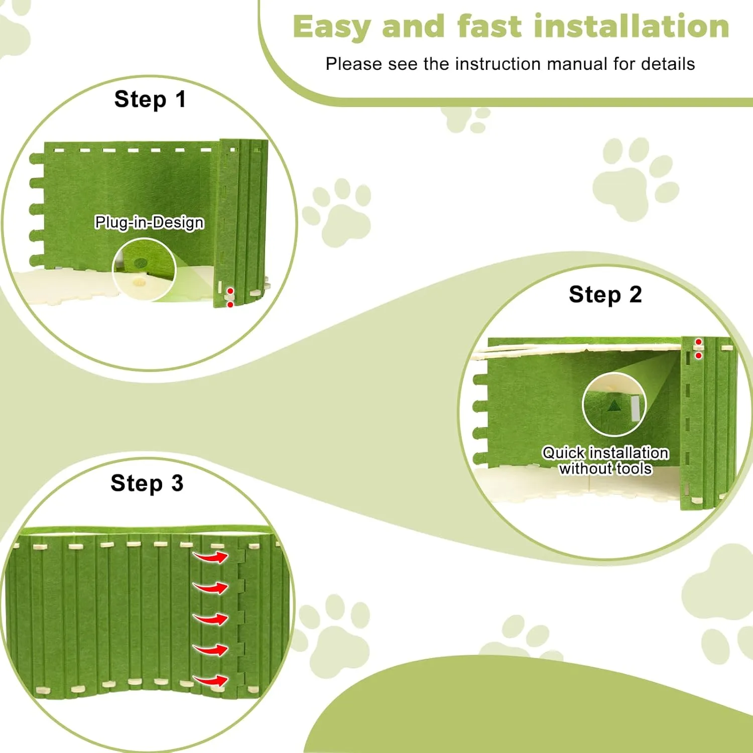 Babepets Cat House for Indoor Cats, Large Felt Bed Cave with Ball Hanging, Foldable Cat Condo, Scratch Resistant Peekaboo Hideaway for Multiple Pets up to 20Lbs, Cat Tunnel Enclosed Bed, Army Green