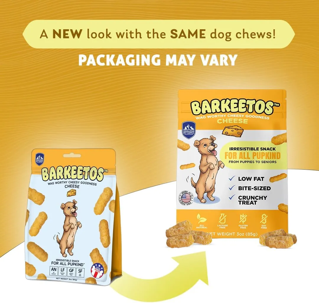 Barkeetos Cheese | Made with Real Himalayan Cheese | Protein Rich - Lactose Free - Gluten Free - Grain Free | USA Made | for All Breeds | 3 oz of Droolicious, Crunchy Goodness