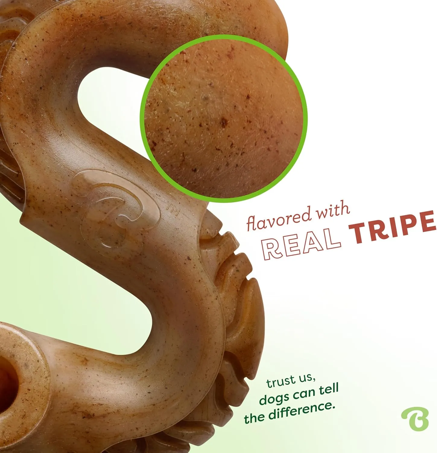 Benebone Tripe Bone Durable Dog Chew Toy for Aggressive Chewers, Real Tripe, Made in USA, Small