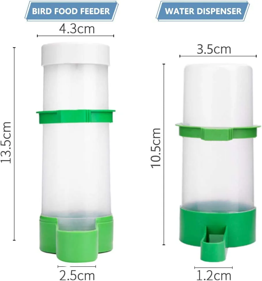 Bird Feeder, Bird Water Dispenser for Cage,  2PCS Automatic Bird Water Feeder with 1PCS Food Feeder for Cage Pet Parrot Budgie Lovebirds Cockatiel (2Pcs 90Ml   1Pcs 150Ml)
