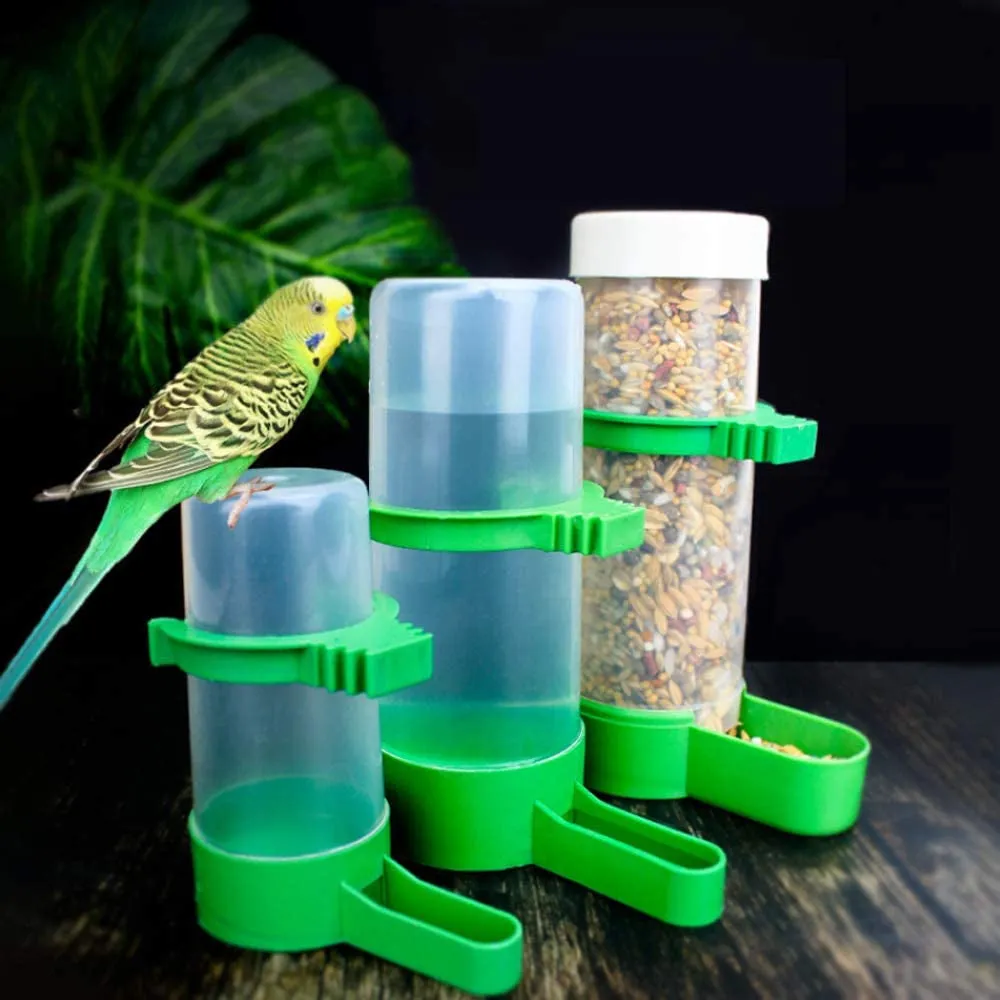 Bird Feeder, Bird Water Dispenser for Cage,  2PCS Automatic Bird Water Feeder with 1PCS Food Feeder for Cage Pet Parrot Budgie Lovebirds Cockatiel (2Pcs 90Ml   1Pcs 150Ml)