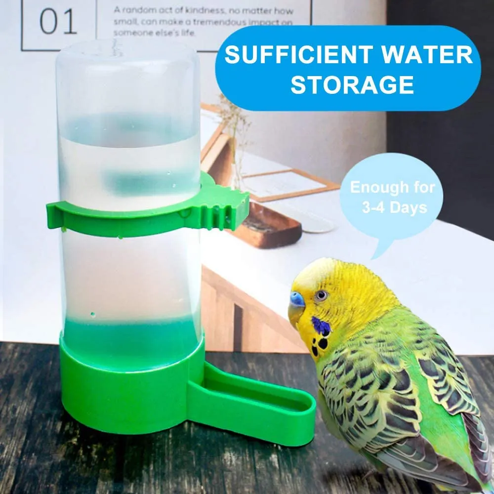 Bird Feeder, Bird Water Dispenser for Cage,  2PCS Automatic Bird Water Feeder with 1PCS Food Feeder for Cage Pet Parrot Budgie Lovebirds Cockatiel (2Pcs 90Ml   1Pcs 150Ml)