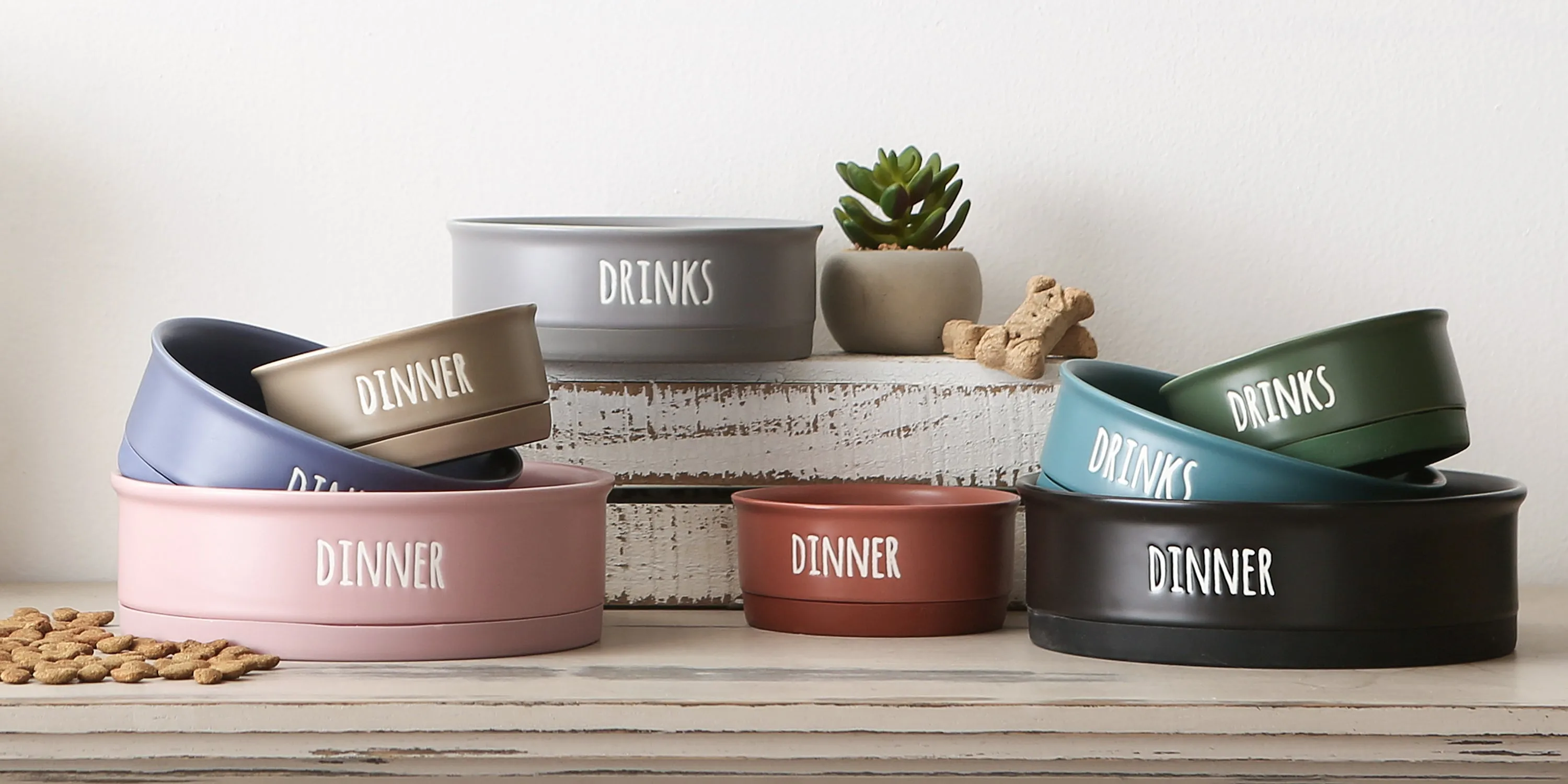 Black Dinner Drinks & Dessert Pet Bowl Set/2, Small - 3/4 C. Capacity
