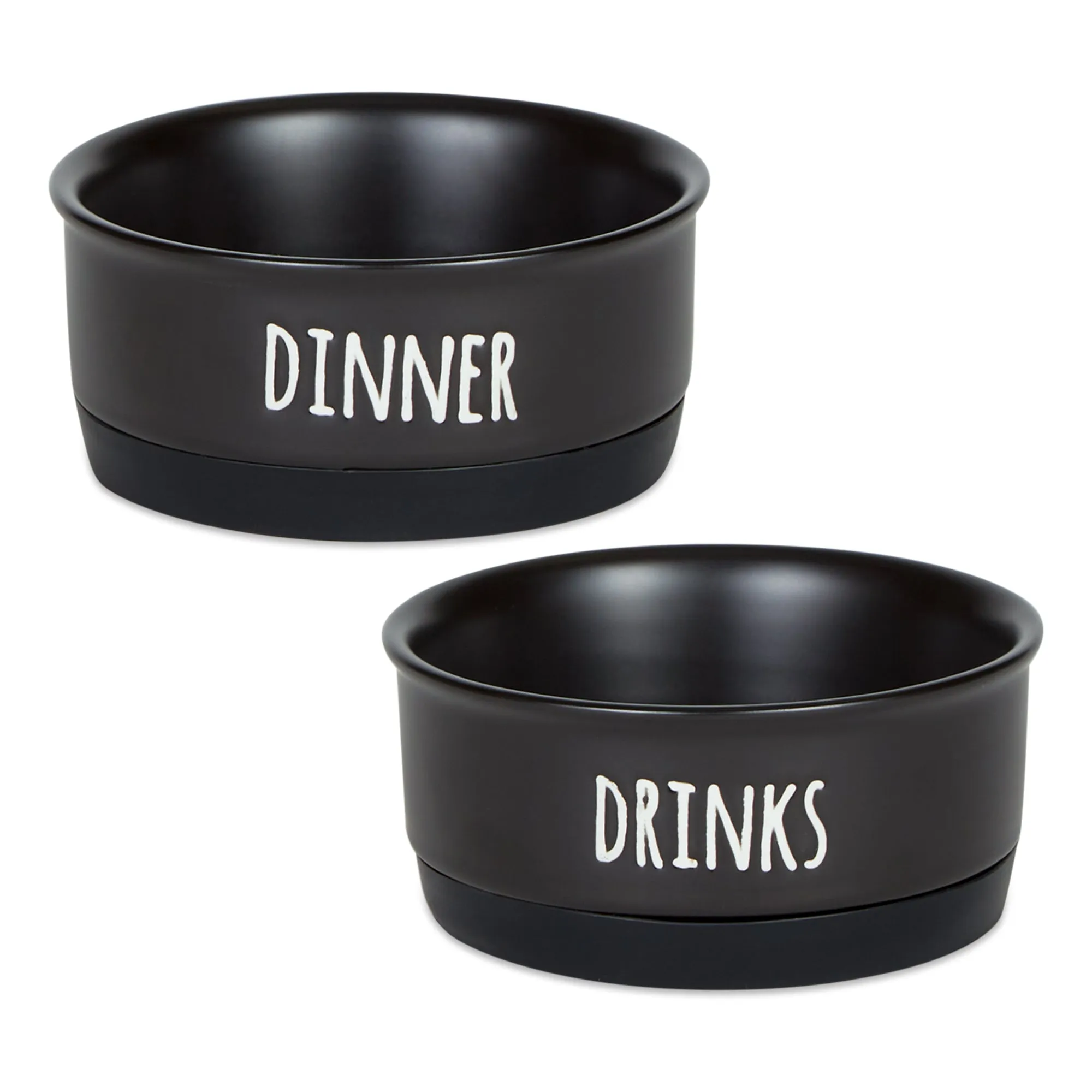 Black Dinner Drinks & Dessert Pet Bowl Set/2, Small - 3/4 C. Capacity