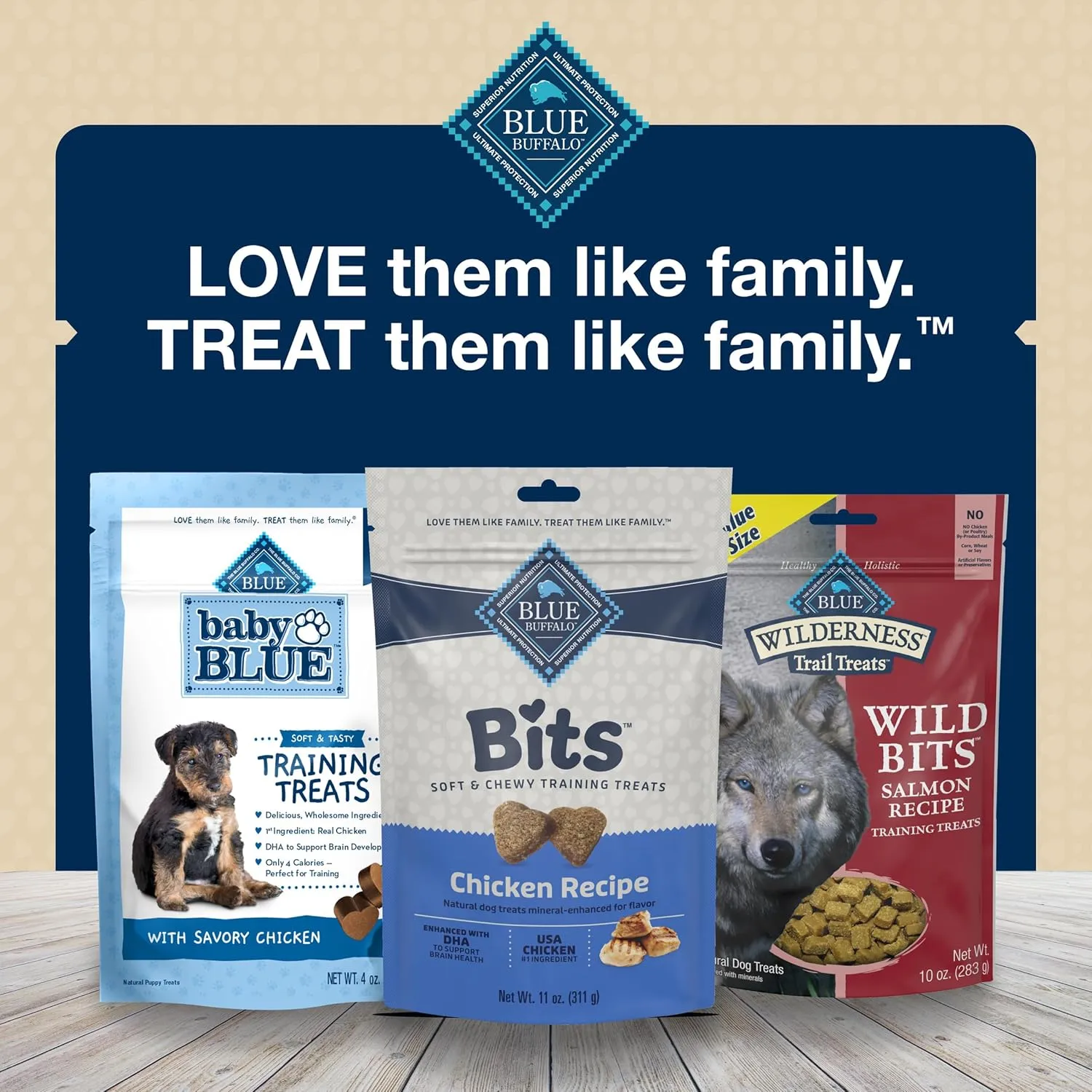 Blue Buffalo Bits Soft Dog Treats for Training, Made With Natural Ingredients & Enhanced with DHA, Chicken Recipe, 4-oz Bag