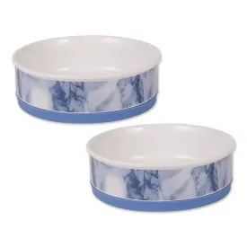 Blue Marble Pet Bowl Set of 2, Large 3.75 C. Capacity