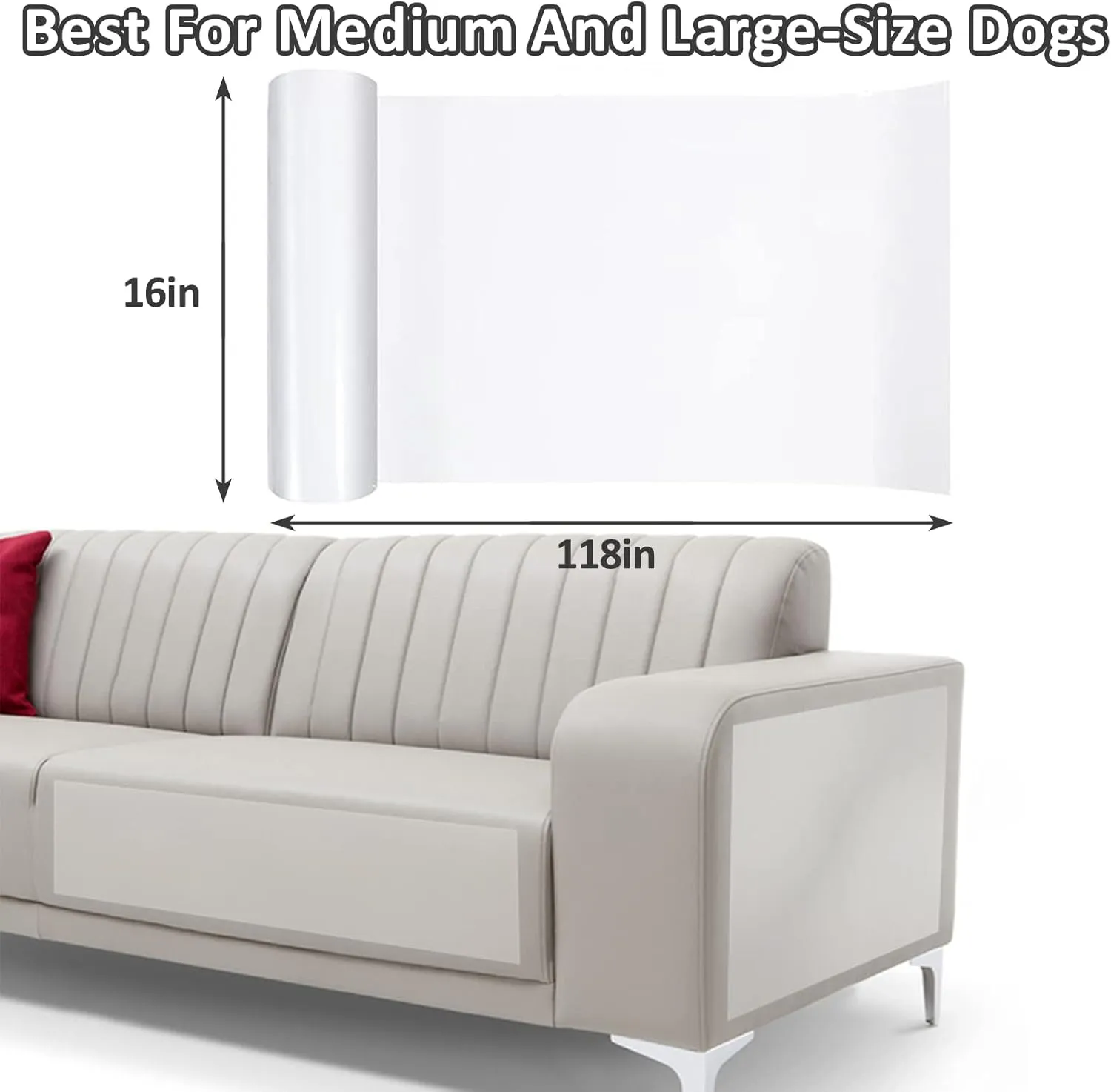 BNOSDM Door Protector from Dog Scratching, Clear Flexible Cat Door Scratch Protector, Pet Anti-Scratch Guard for Door Frame Wall Window, No Residue (118 x 16 Inches)