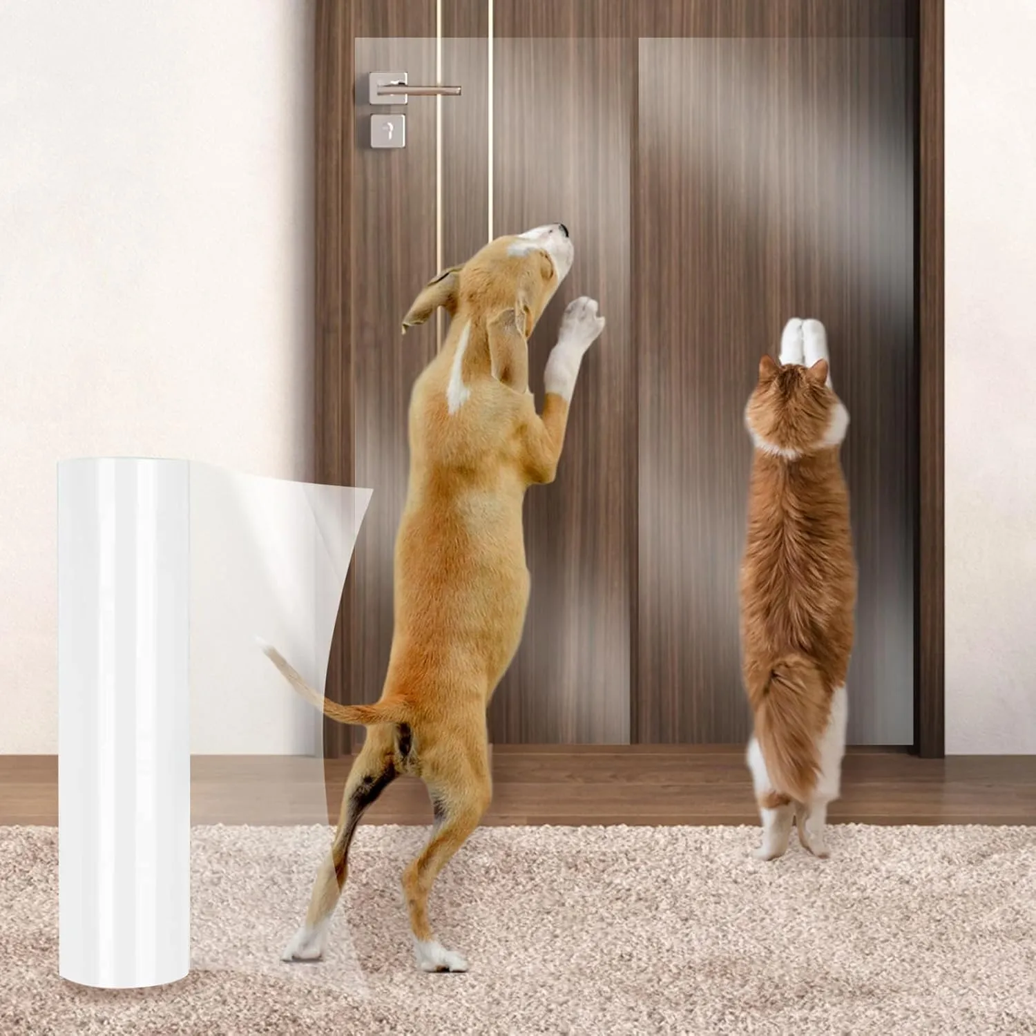 BNOSDM Door Protector from Dog Scratching, Clear Flexible Cat Door Scratch Protector, Pet Anti-Scratch Guard for Door Frame Wall Window, No Residue (118 x 16 Inches)