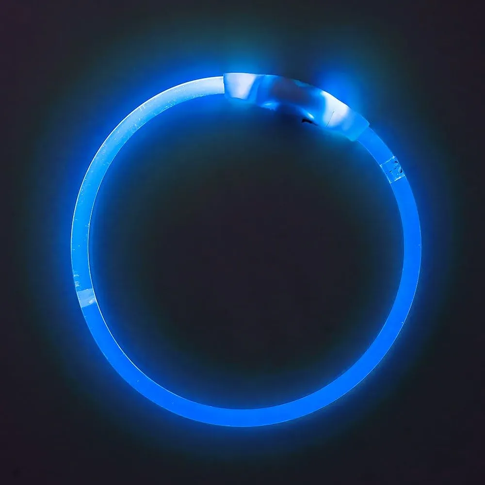 BSEEN Light Up Dog Collar - 360 Visible Rainproof LED Dog Collar Rechargeable - TPU Cuttable Glowing Pet Collar for Small Medium Large Dogs - Safety Dog Lights for Night Walking& Camping (Blue 70cm)