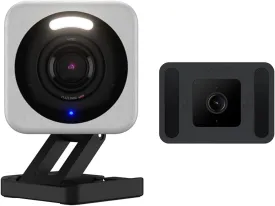 Bundle of WYZE Cam v4, 2.5K HD WiFi Smart Home Security Camera, Indoor/Outdoor, Pet/Baby Cam, Motion Activated Spotlight/Siren, Color Night Vision, 2-Way Audio   Wyze Window Mount for Wyze Cam OG, v4