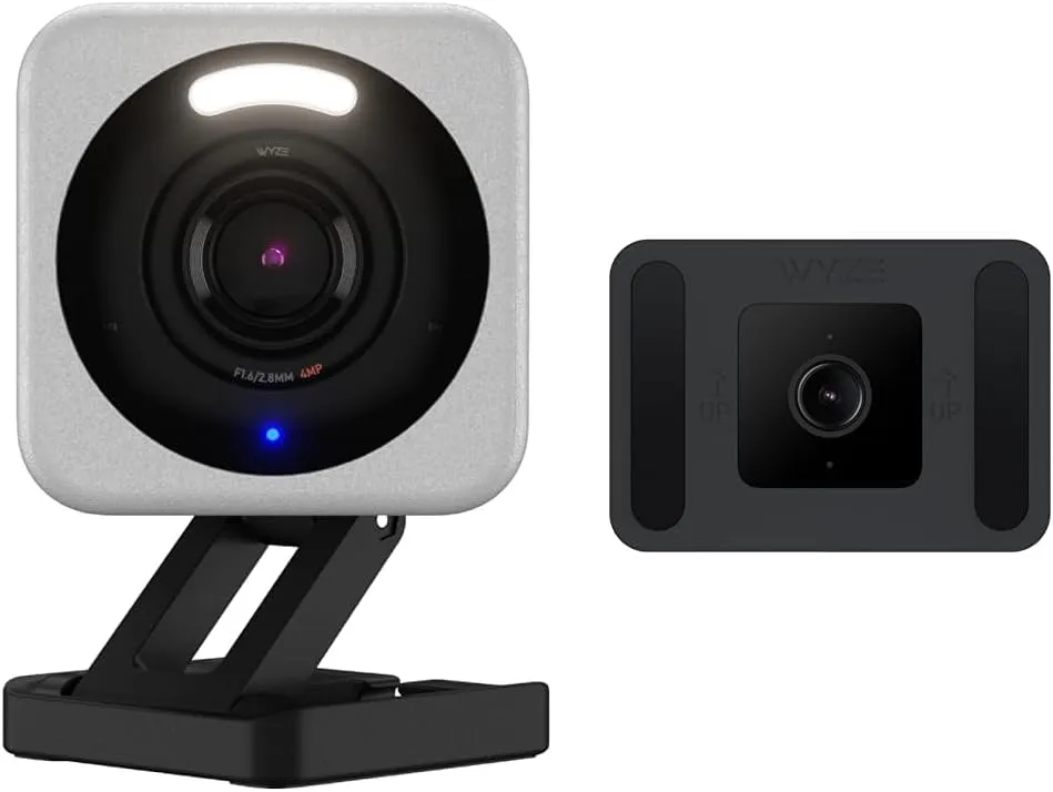 Bundle of WYZE Cam v4, 2.5K HD WiFi Smart Home Security Camera, Indoor/Outdoor, Pet/Baby Cam, Motion Activated Spotlight/Siren, Color Night Vision, 2-Way Audio   Wyze Window Mount for Wyze Cam OG, v4