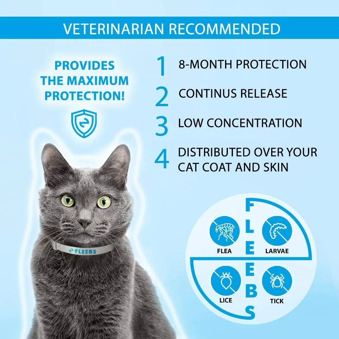 Cat Flea Collar - 2 Pack Adjustable Tick Collars for Cat Collar with Essential Oils Fits All Cats