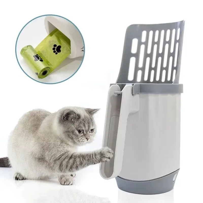 Cat Litter Shovel Scoop with Refill Bag Cat Litter Box Cleaning