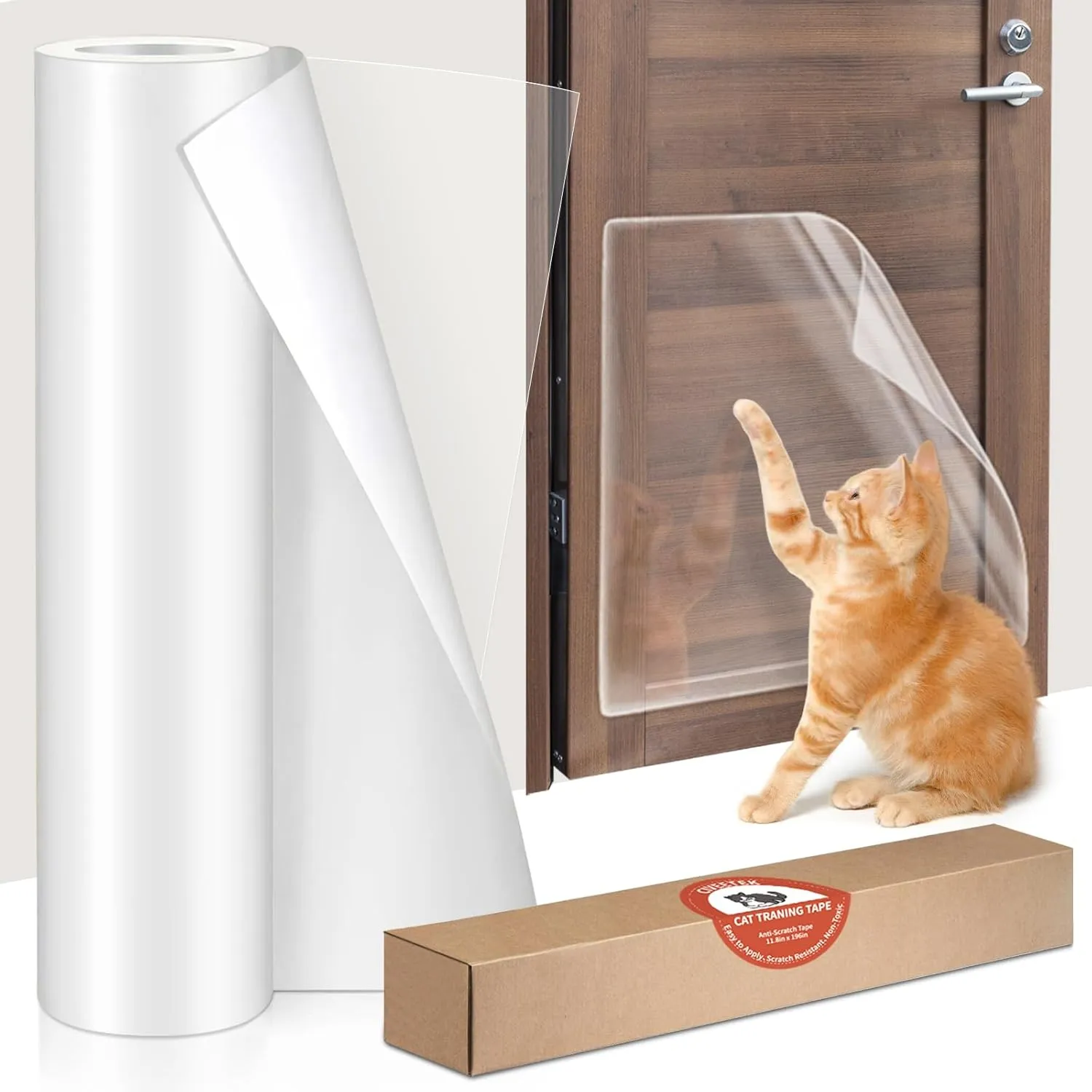 Cat Scratch Protector, 11.8 in 196.8 in Upgrade Furniture Protector From Claws - Single-Sided Sticky Training Tape Clear Corner Guards for Couch, Sofa, Door, Walls