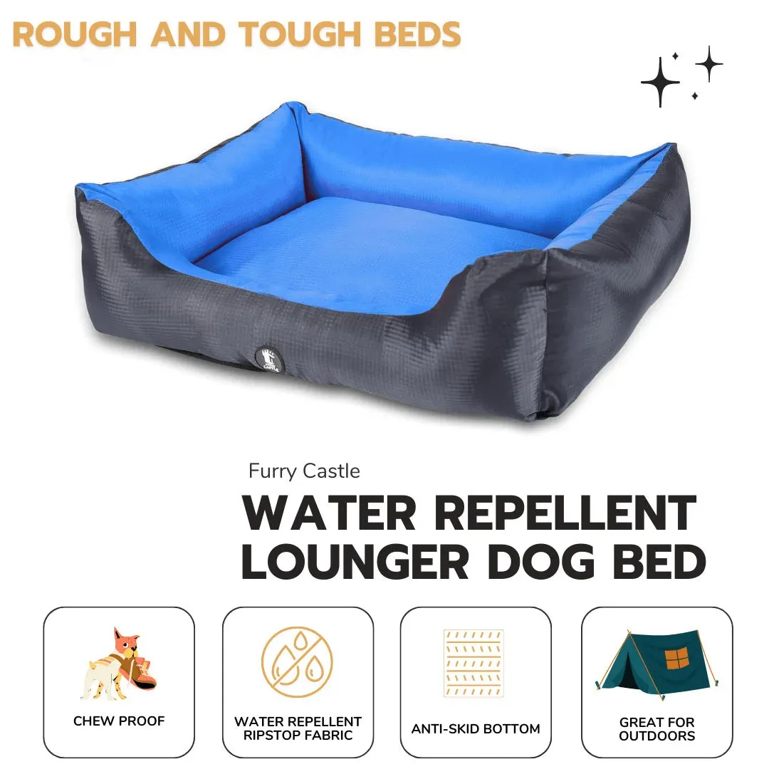 Chew Proof and Water repellent Lounger Dog Bed - Blue