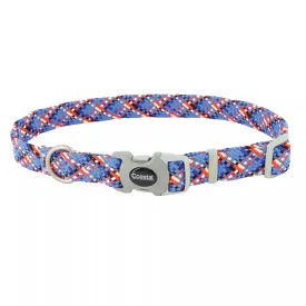 Coastal Pro Active Adjustable Woven Reflective Dog Collar XS Cobalt Crossed