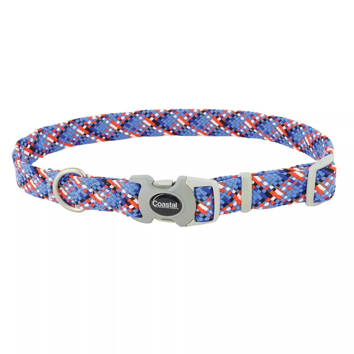 Coastal Pro Active Adjustable Woven Reflective Dog Collar XS Cobalt Crossed