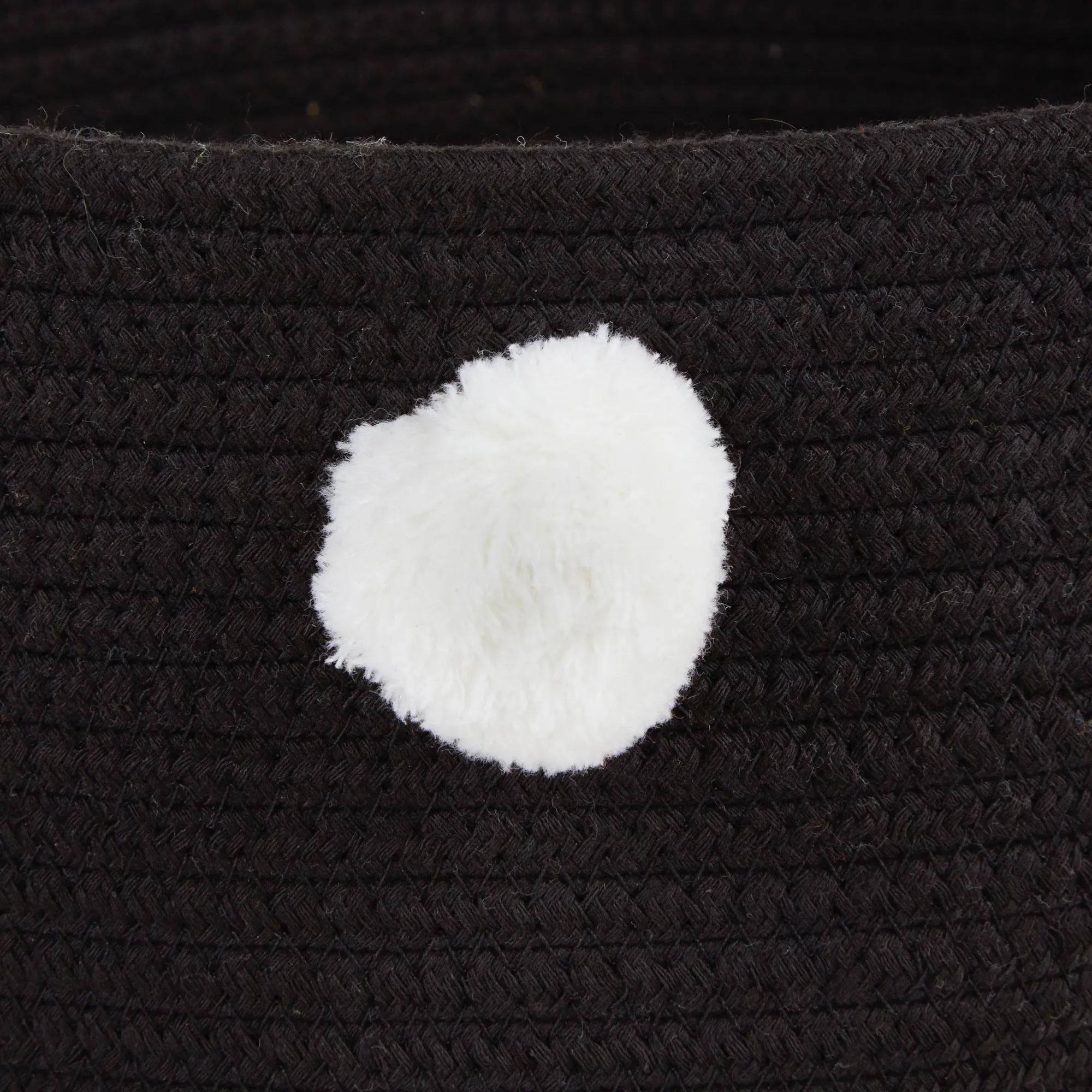 Cotton Pet Storage Basket, Pom-Poms, Black/White - 15.75x6.25"