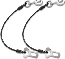 Dog Car Harnesses.Dog Car Seatbelt Made of Coated Wire Rope Safety Restraint No-Chew Tether Cable Stainless Steel. Vehicle Harnesses with Latch Attachment. Dog Leash (32 inch/80 CM)