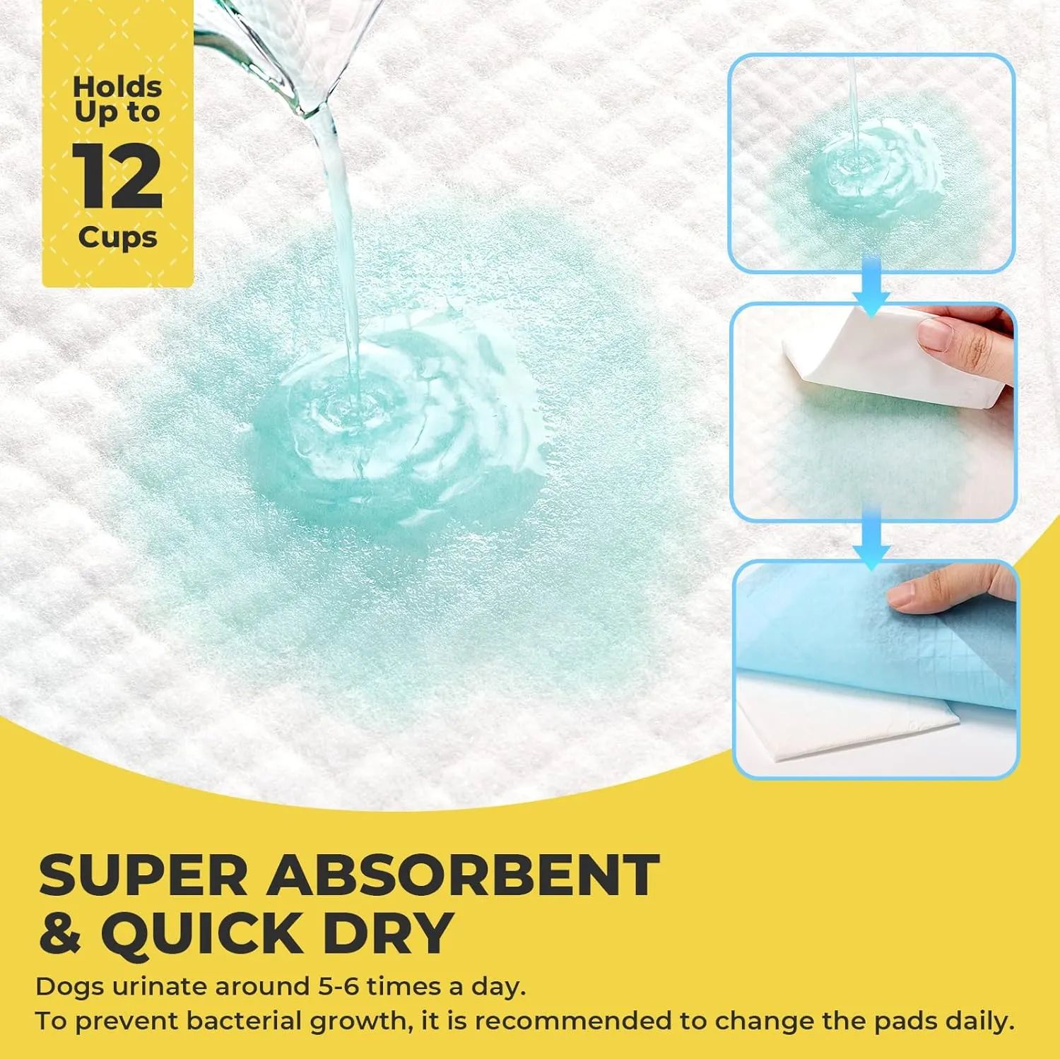 Dog Pee Pads: Super Absorbent & Leak-Proof Puppy Pads - Thicken Disposable Dog Training Pads Potty Pads for Dogs - Pee Pads for Doggie Cats Rabbits Quick Dry 22''x22'' Pack of 100