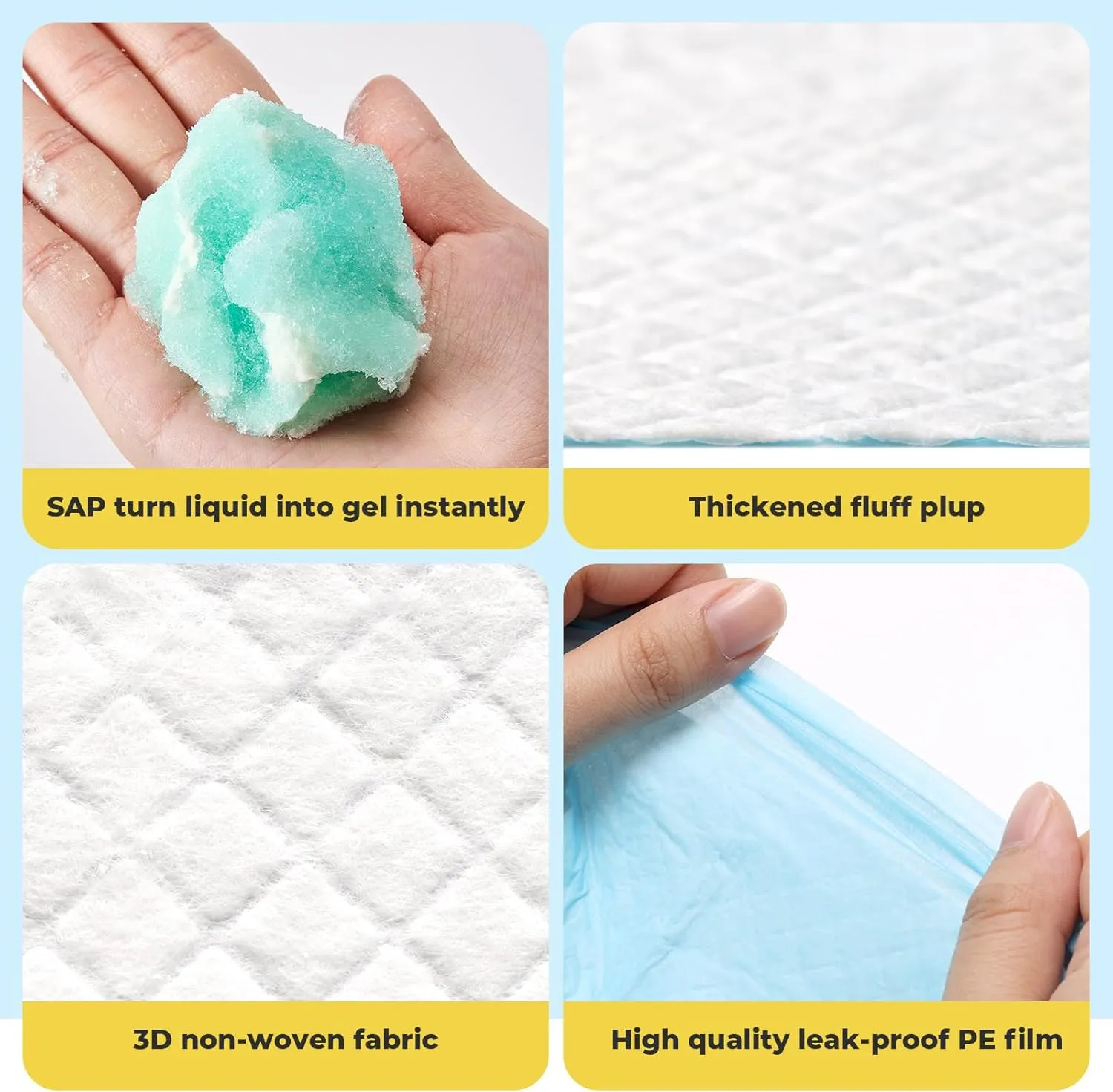 Dog Pee Pads: Super Absorbent & Leak-Proof Puppy Pads - Thicken Disposable Dog Training Pads Potty Pads for Dogs - Pee Pads for Doggie Cats Rabbits Quick Dry 22''x22'' Pack of 100