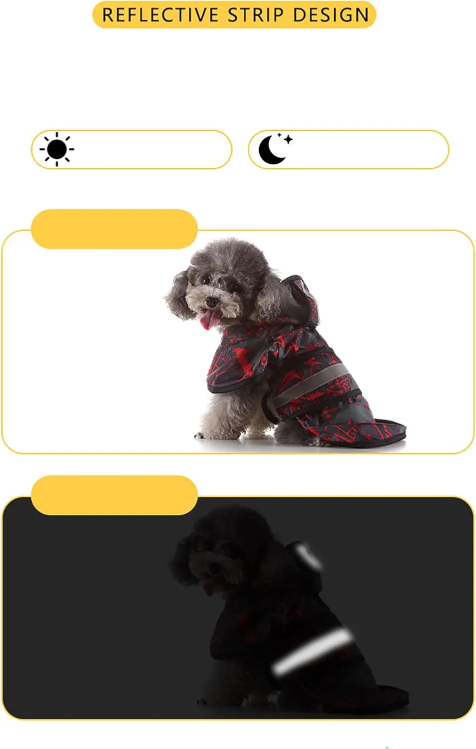 Dog Raincoat Hooded, Reflective Dog Slicker Poncho Adjustable Waterproof Lightweight Rain Jacket for Dogs,Yellow,S