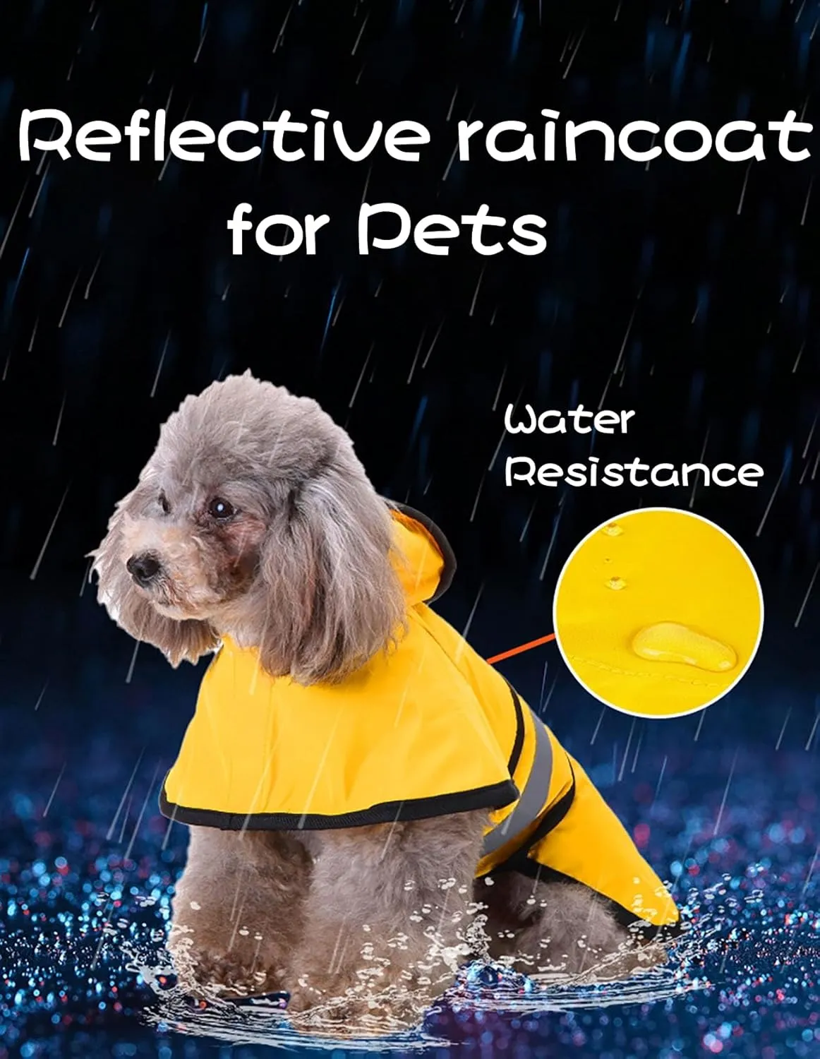 Dog Raincoat Hooded, Reflective Dog Slicker Poncho Adjustable Waterproof Lightweight Rain Jacket for Dogs,Yellow,S