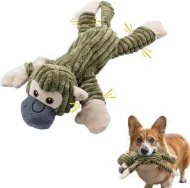 Dog Toys 2-in-1 Interactive Puppy Teething Chew Toy with Crinkle Sound Paper Tail Stuffed Rope Knot Dog,Keep Them Busy, Large Medium Small Breeds Indoor Play, Monkey Orangutan Shape