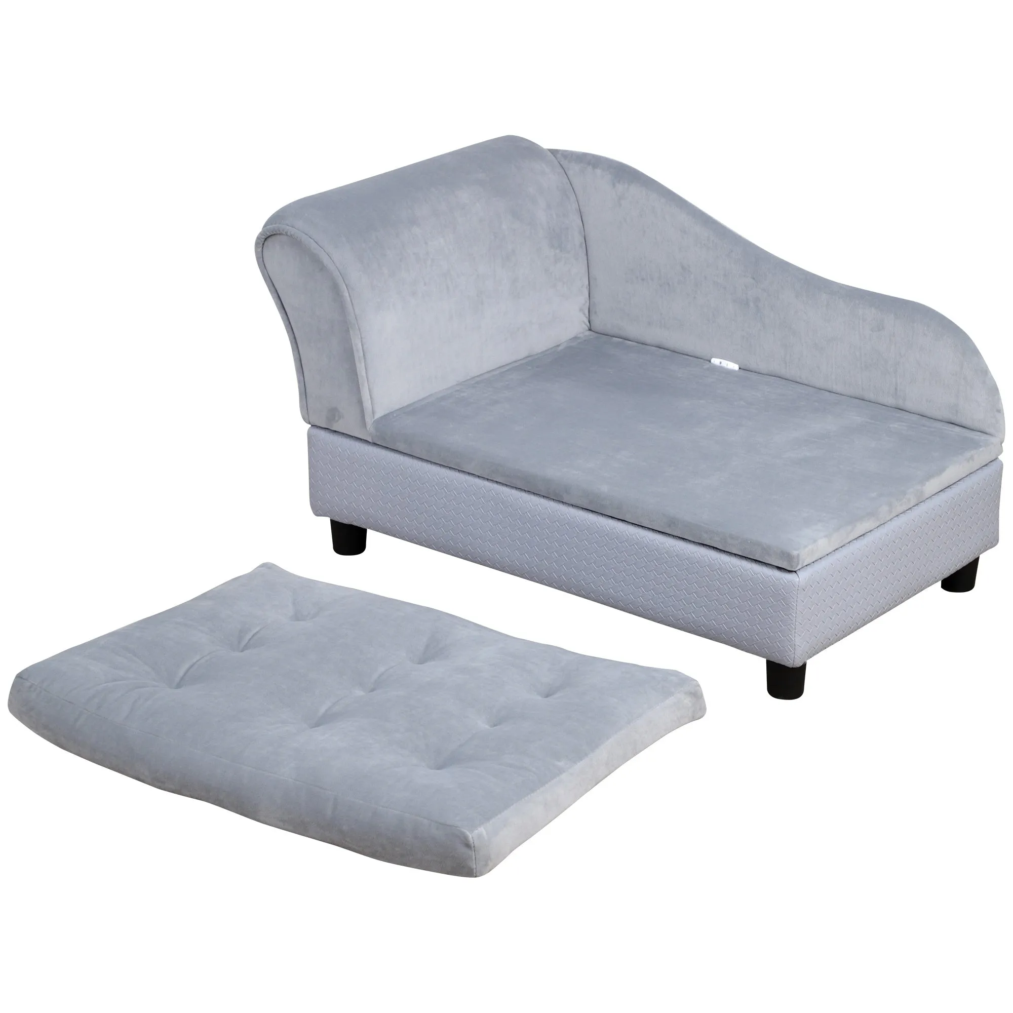 Dogs Elevated Plush Sponge Chaise Lounge Bed Light Blue