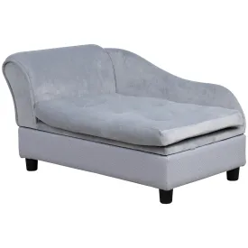 Dogs Elevated Plush Sponge Chaise Lounge Bed Light Blue