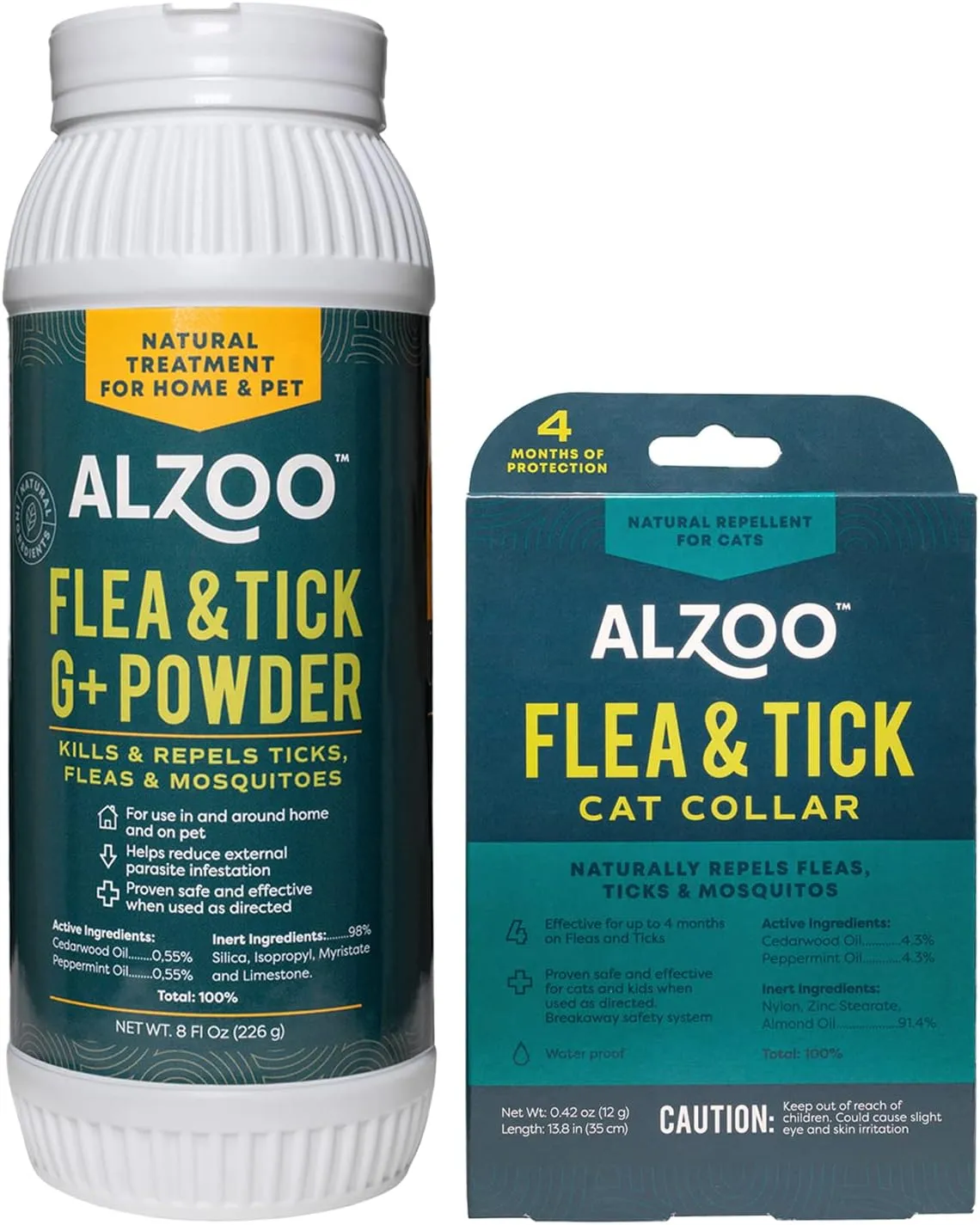 Flea & Tick Cat Collar and Flea & Tick G  Powder, 100% Plant-Based Active Ingredients