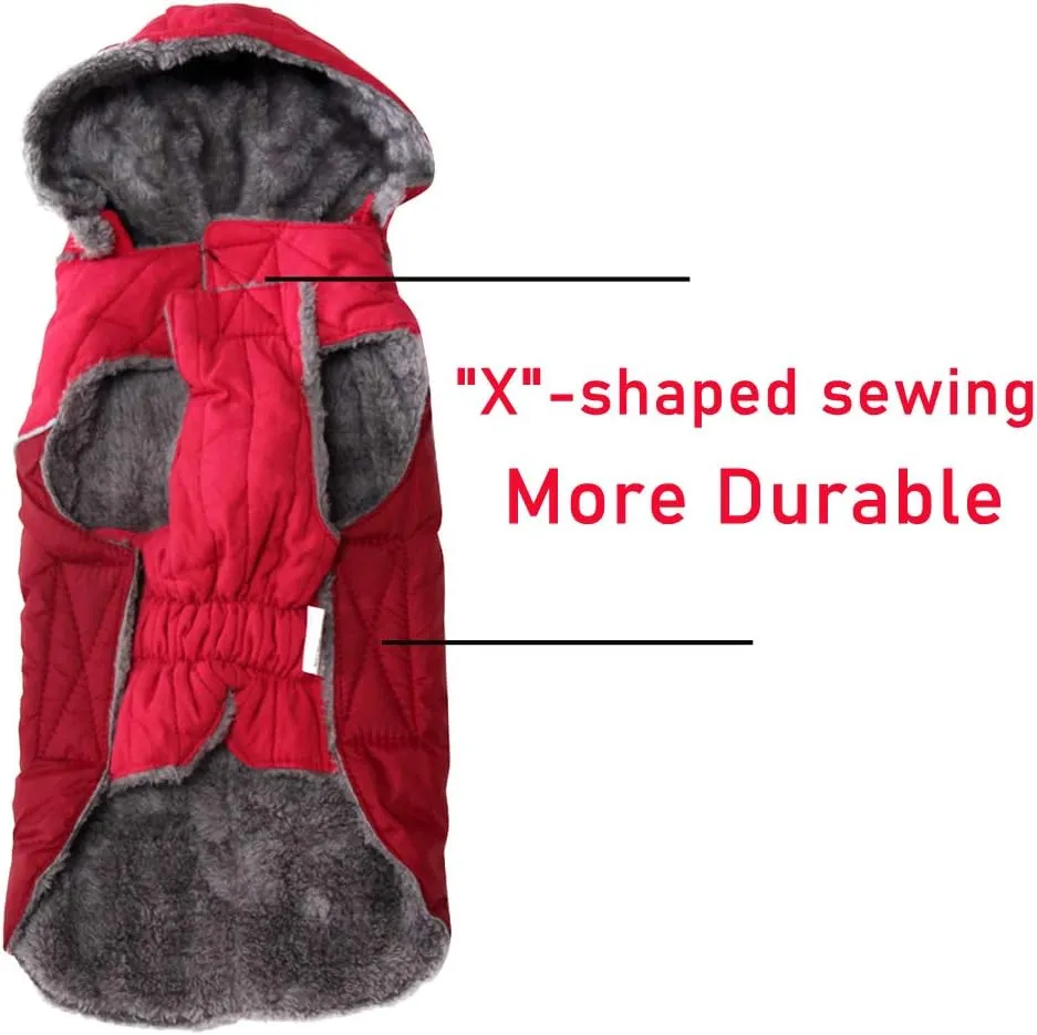 Fleece Dog Hoodie for Small Dogs Super Warm Puppy Jacket for Cold Winter Dog Coats,Red XS