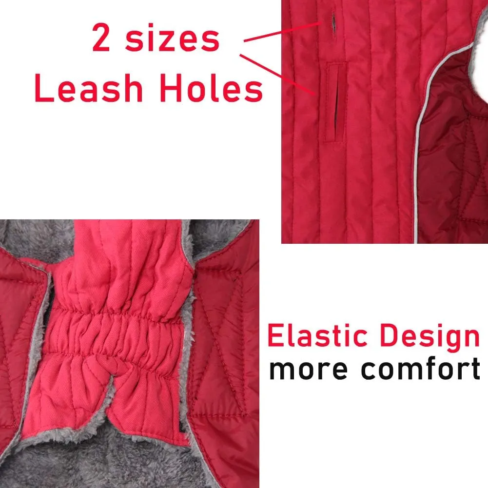 Fleece Dog Hoodie for Small Dogs Super Warm Puppy Jacket for Cold Winter Dog Coats,Red XS