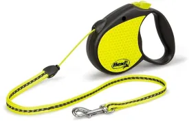 FLEXI Neon Retractable Dog Leash (Cord), 16 ft, Small, Black/Yellow