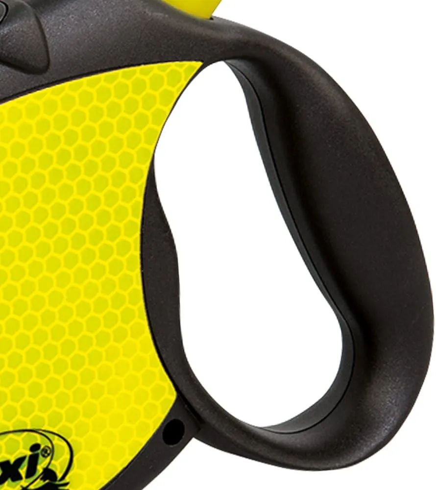 FLEXI Neon Retractable Dog Leash (Cord), 16 ft, Small, Black/Yellow