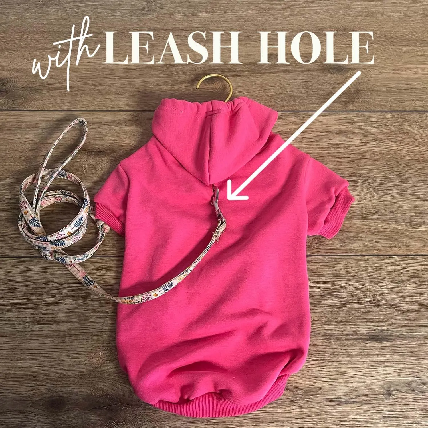 Free Hugs Valentine's Day Dog Hoodie Fleece Lined Pullover Sweatshirt with Leash Hole (Red, Large 379)