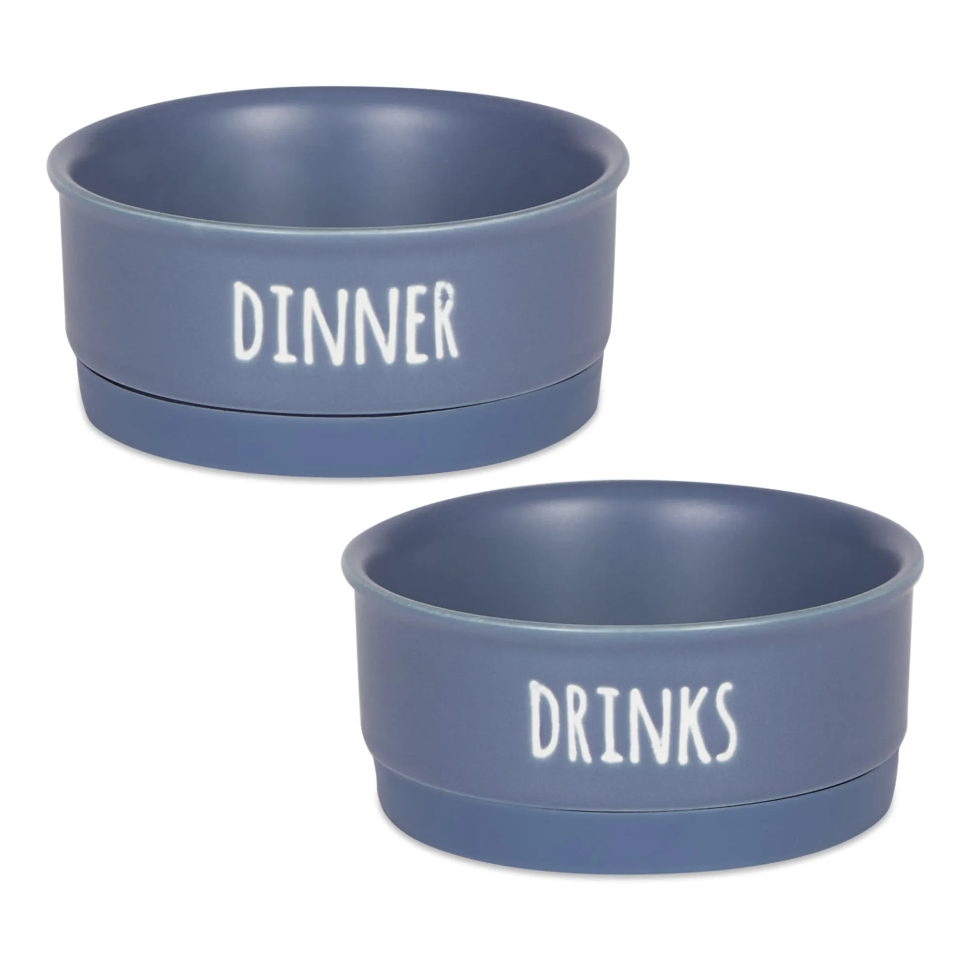 French Blue Dinner, Drinks & Dessert Pet Bowl Set/2, Small - 3/4 C Capacity