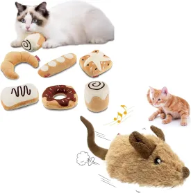 Gigwi Bundle-2 Items Interactive Mouse Toys for Cat Exercise Brown & Interactive Cat Chew Toys for Indoor Cats, Plush Catnip Toys for Kittens, Crinkle Pillow Cat Kicker Toys