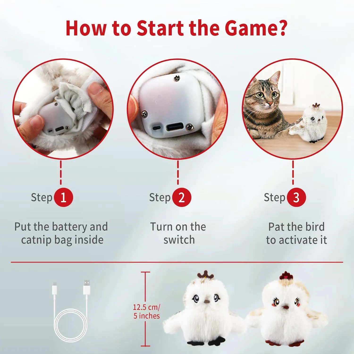 Gigwi Interactive Flapping Cat Toys Catnip, Electronic Flappy Toys Motion Activated, Automatic Cat Toys for Indoor Cats, USB Rechargeable Cat Enrichment Toy for Hunting and Kicker, Birds Couple