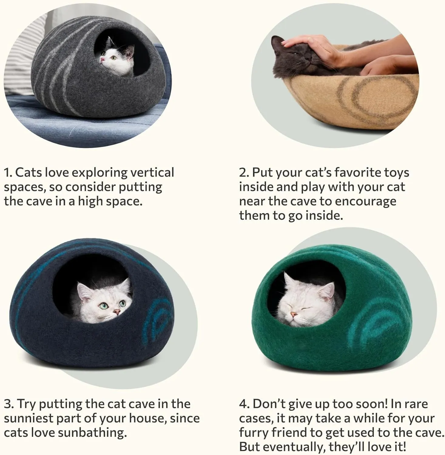 Handmade Round Cave Cat Bed