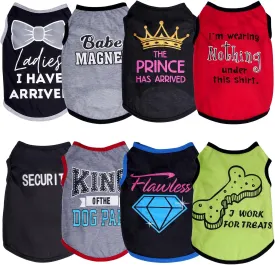 hoyuwak 8 Pieces Pet Shirts Funny Dog Printed Clothes Breathable Cool Puppy Sleeveless Vests for Summer