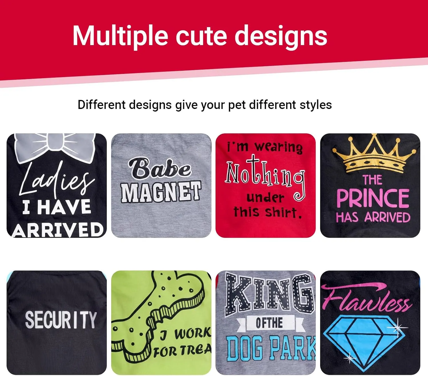 hoyuwak 8 Pieces Pet Shirts Funny Dog Printed Clothes Breathable Cool Puppy Sleeveless Vests for Summer