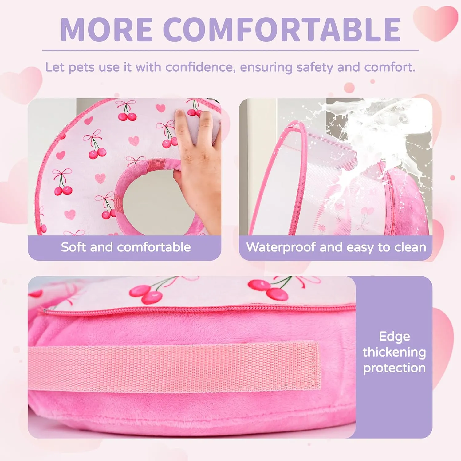 Inflatable Recovery Dog Cone Collar for Large Medium Dogs After Surgery, Soft Dog Donut Collar Adjustable Recovery Bone for Pets, Prevent from Biting & Scratching (Pink, M )