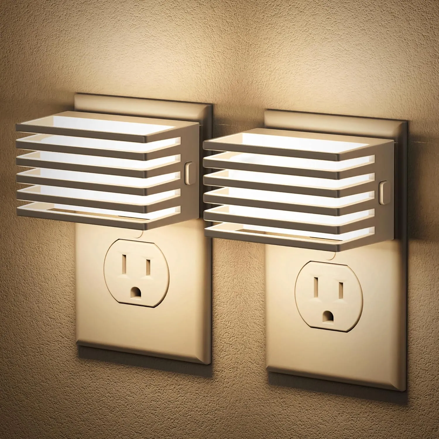 JandCase LED Night Light, Night Lights Plug into Wall with Dusk to Dawn Sensor, Dimmable Plug in Night Light, Adjustable Brightness, 3000K Soft White Nightlight for Bedroom Bathroom Hallway [2 Pack]